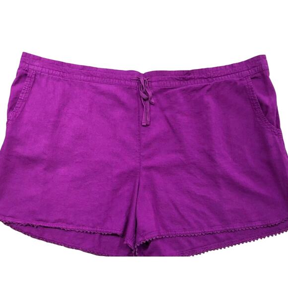 TERRA & SKY Purple Soft Shorts W/Trim Elastic Back, Waist Pockets -Size: 3X - Picture 3 of 6
